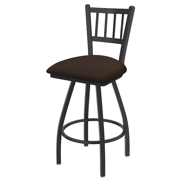 36" Swivel Bar Stool, Pewter Finish, Rein Coffee Seat